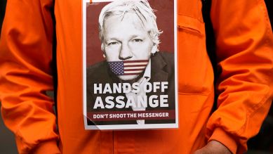 Demonstrant in London: "Hands off Assange" © AP Photo/Frank Augstein / dpa